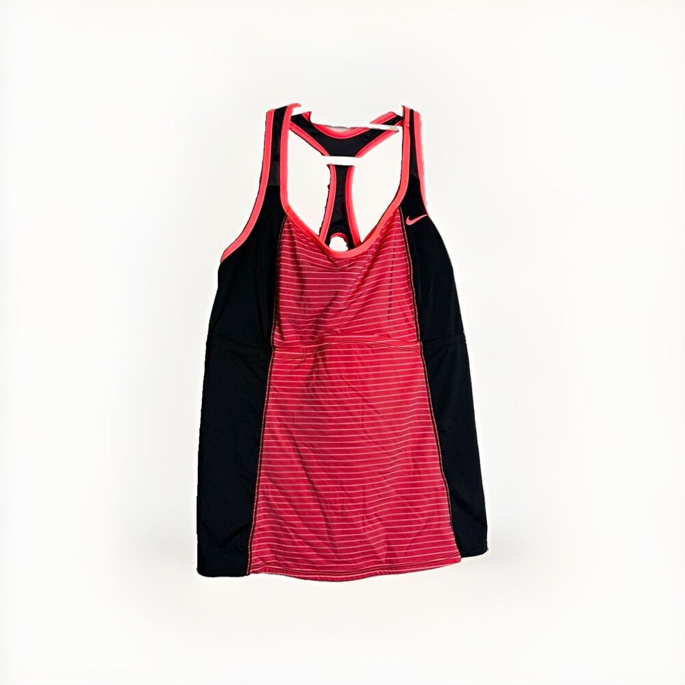 Nike Dri-FIT Women’s Striped Racerback Tank Top Built-In Bra Pink/Black